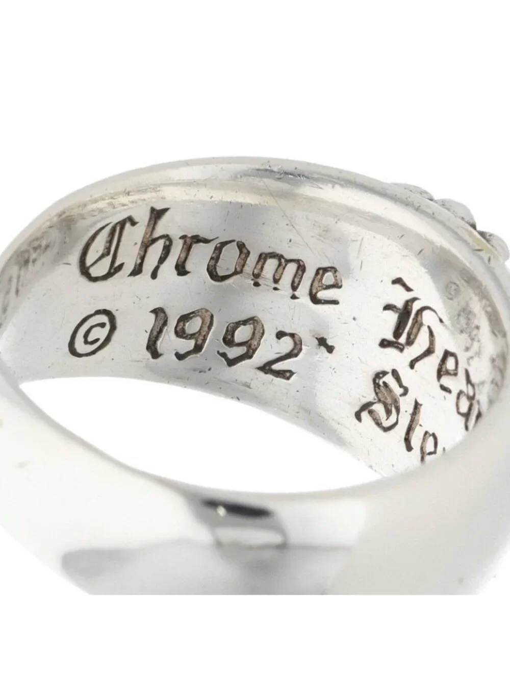Chrome Hearts Flrl P Dmnd Floral Cross Pave Diamond Silver Ring